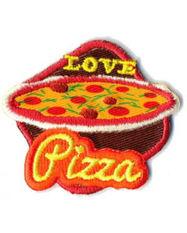 Set mit 3 Love Pizza-Aufnähern zum Aufbügeln