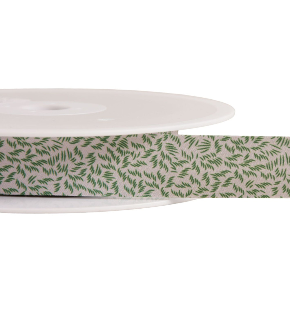 Foliage bias binding 20mm dark green per meter made in France