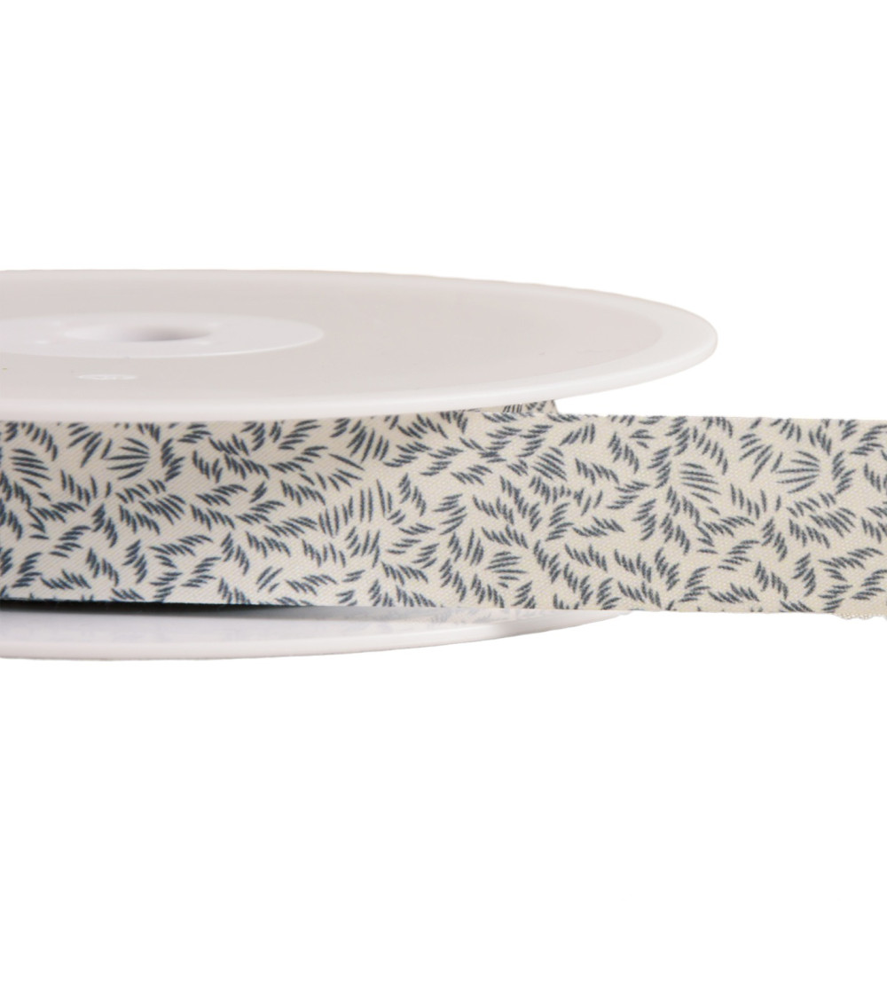 Foliage bias 20mm ecru per meter made in France