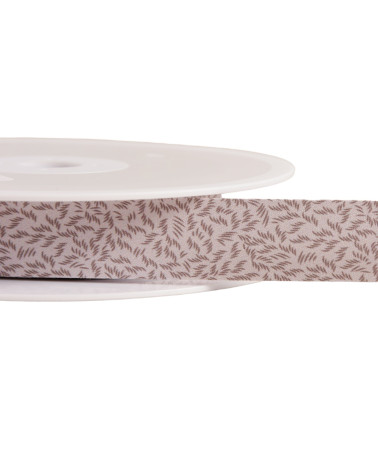 Blätter-Schrägband, 20 mm, Schokoladenbraun, pro Meter, hergestellt in Frankreich