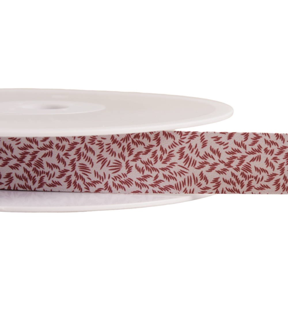 Foliage bias binding 20mm burgundy red per meter made in France