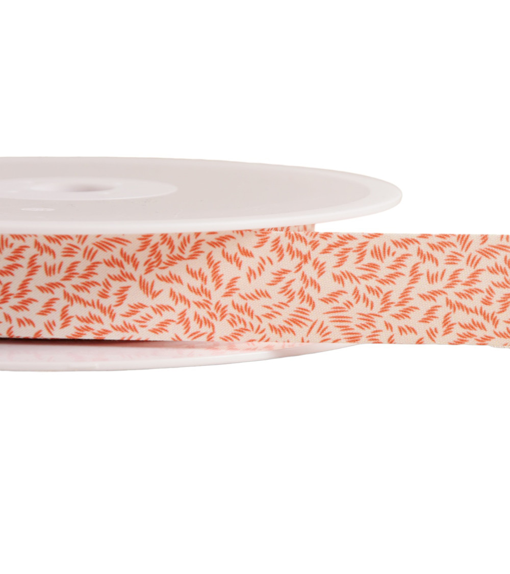 Foliage bias binding 20mm orange per meter made in France