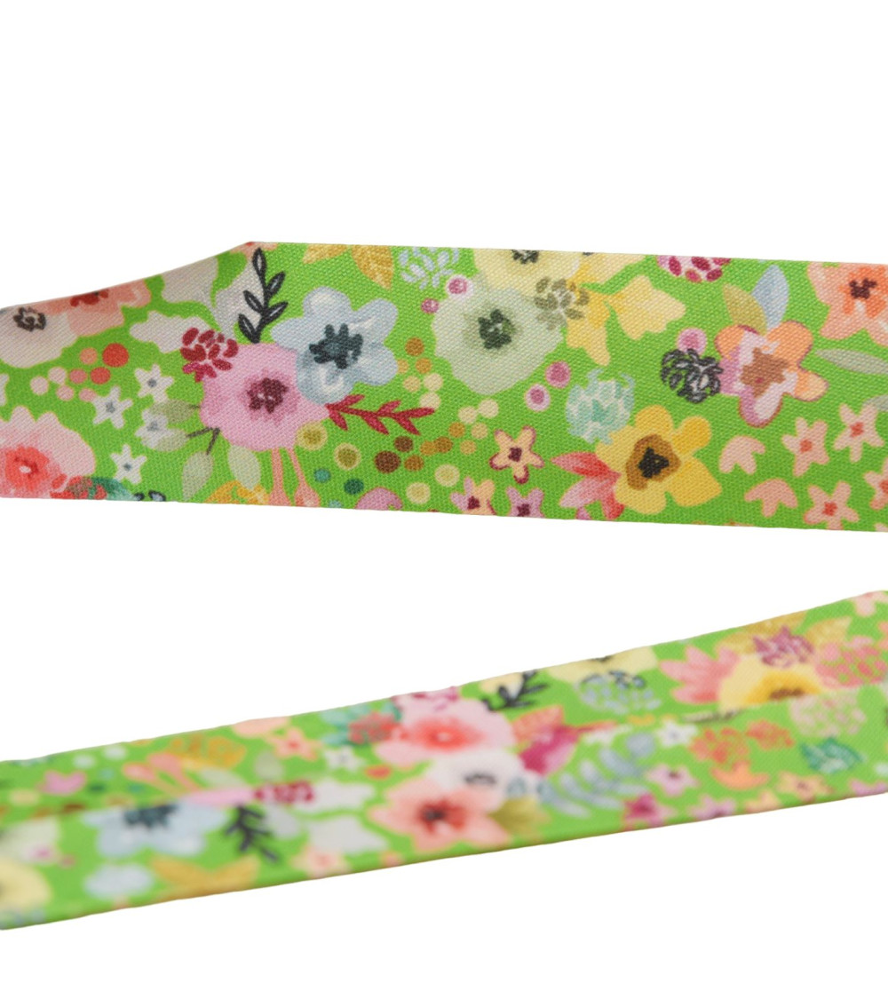 27 mm dunkelgrünes Blumen-Schrägband pro Meter, hergestellt in Frankreich