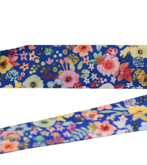Flower bias binding 27mm royal blue per meter made in France