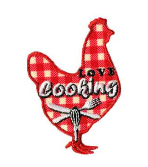 Set of 3 iron-on cooking hen patches 3x3.5cm