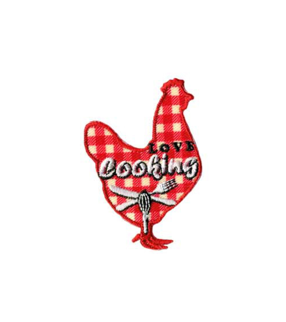 Set of 3 iron-on cooking hen patches 3x3.5cm