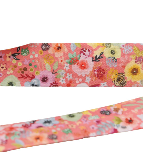 Flower bias 27mm salmon orange per meter made in France