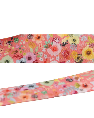 27 mm lachsorangefarbenes Blumen-Schrägband pro Meter, hergestellt in Frankreich