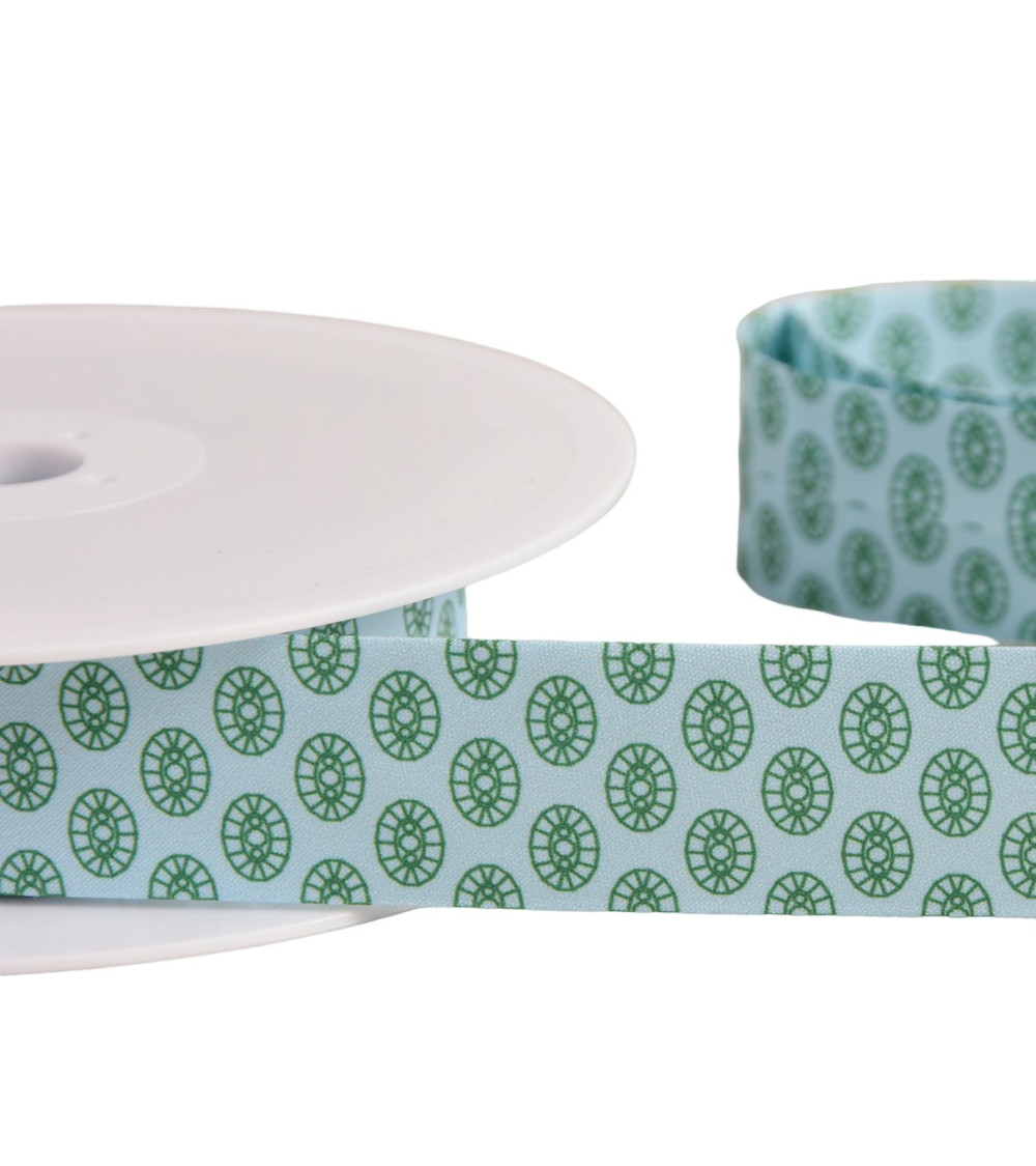 Sixties bias binding 27mm light blue per meter made in France