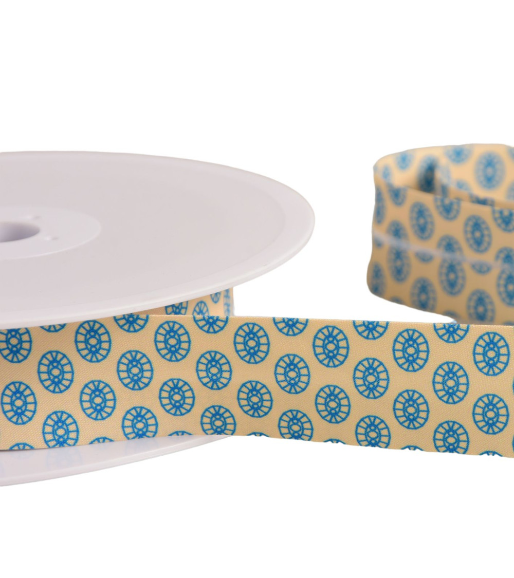 27mm orange-yellow sixties bias binding per meter made in France