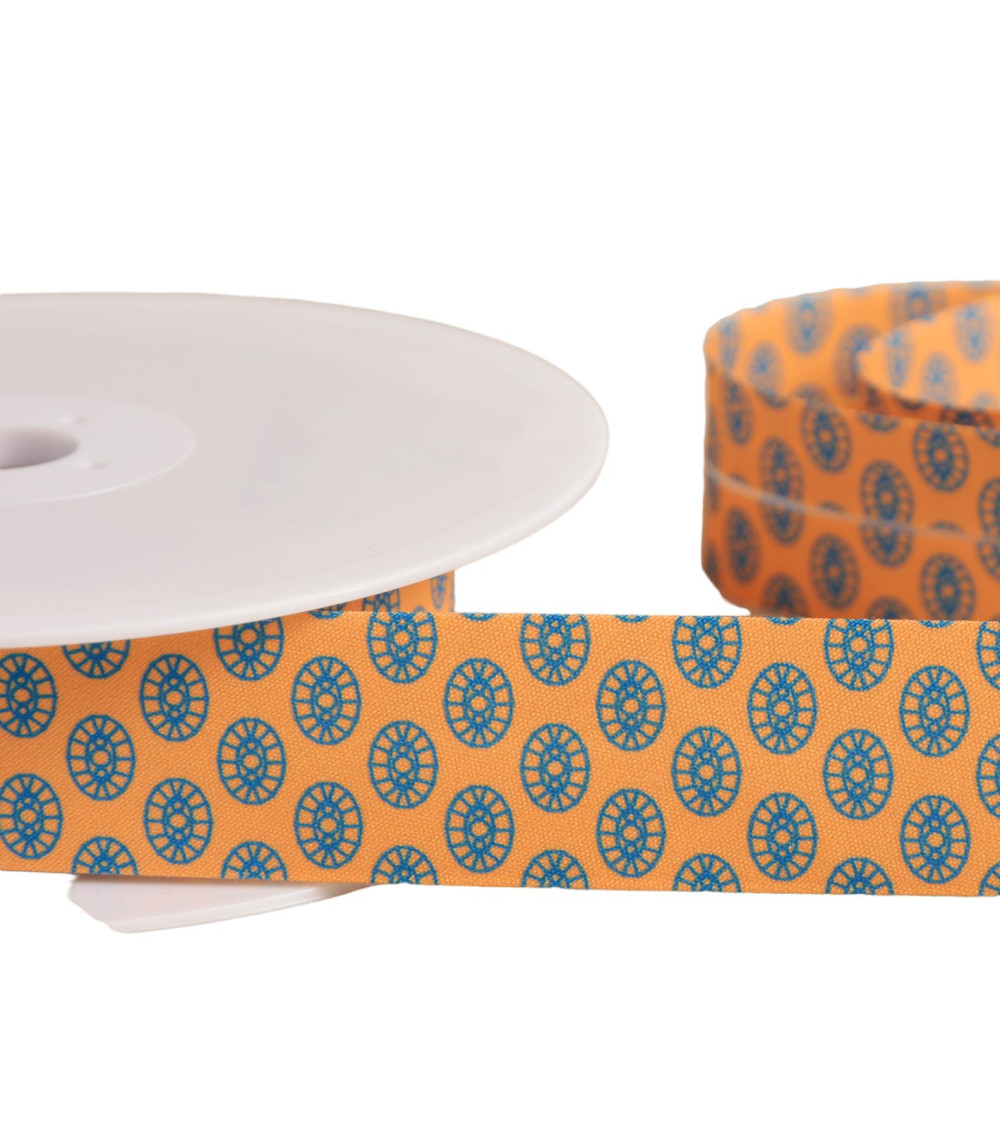27mm orange sixties bias binding per meter made in France