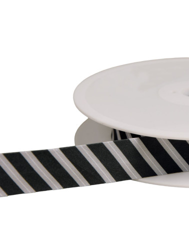 20mm gray black striped bias binding by the meter made in France