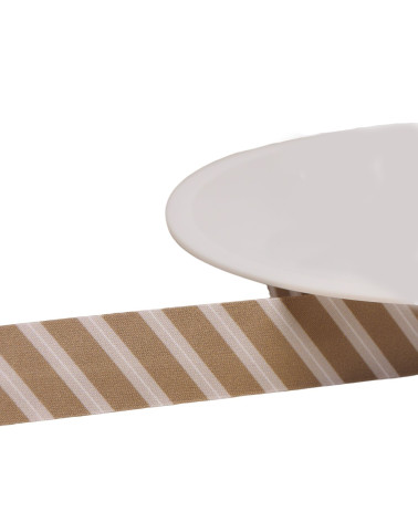 20 mm schokoladenbraun gestreiftes Schrägband pro Meter, hergestellt in Frankreich