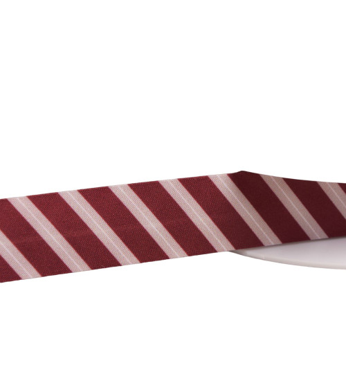 20mm burgundy red striped bias binding per meter made in France