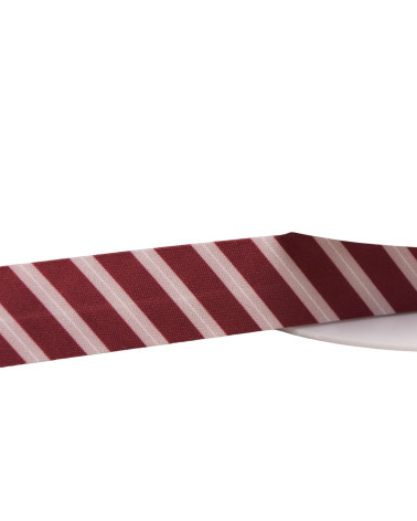 20 mm bordeauxrot gestreiftes Schrägband pro Meter, hergestellt in Frankreich