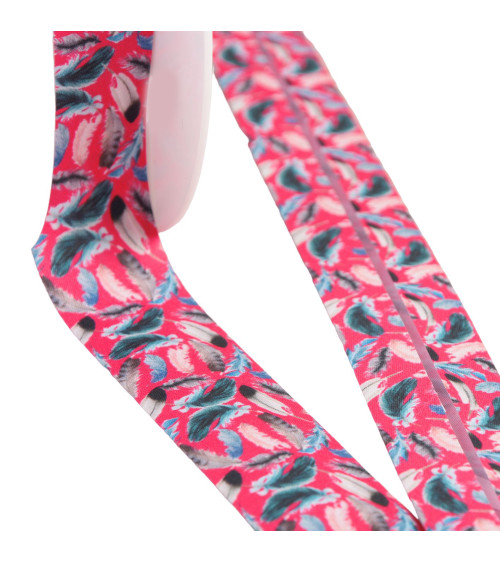 Feather bias binding 27mm red per meter made in France