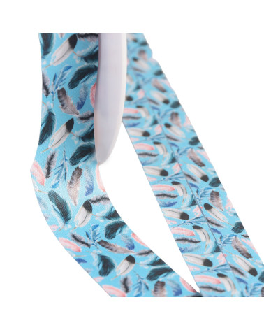 Feather bias binding 27mm gypsy blue per meter made in France