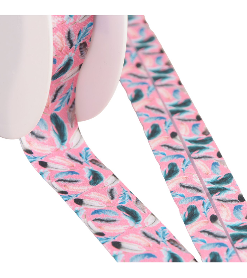 Feather bias binding 27mm light pink per meter made in France