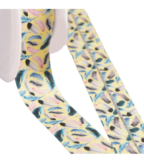 Feather bias binding 27mm straw yellow per meter made in France