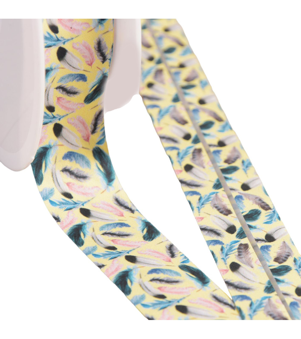 27mm straw yellow feather bias binding per meter made in France