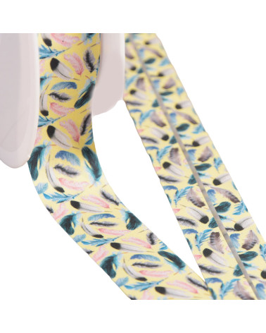 27mm straw yellow feather bias binding per meter made in France