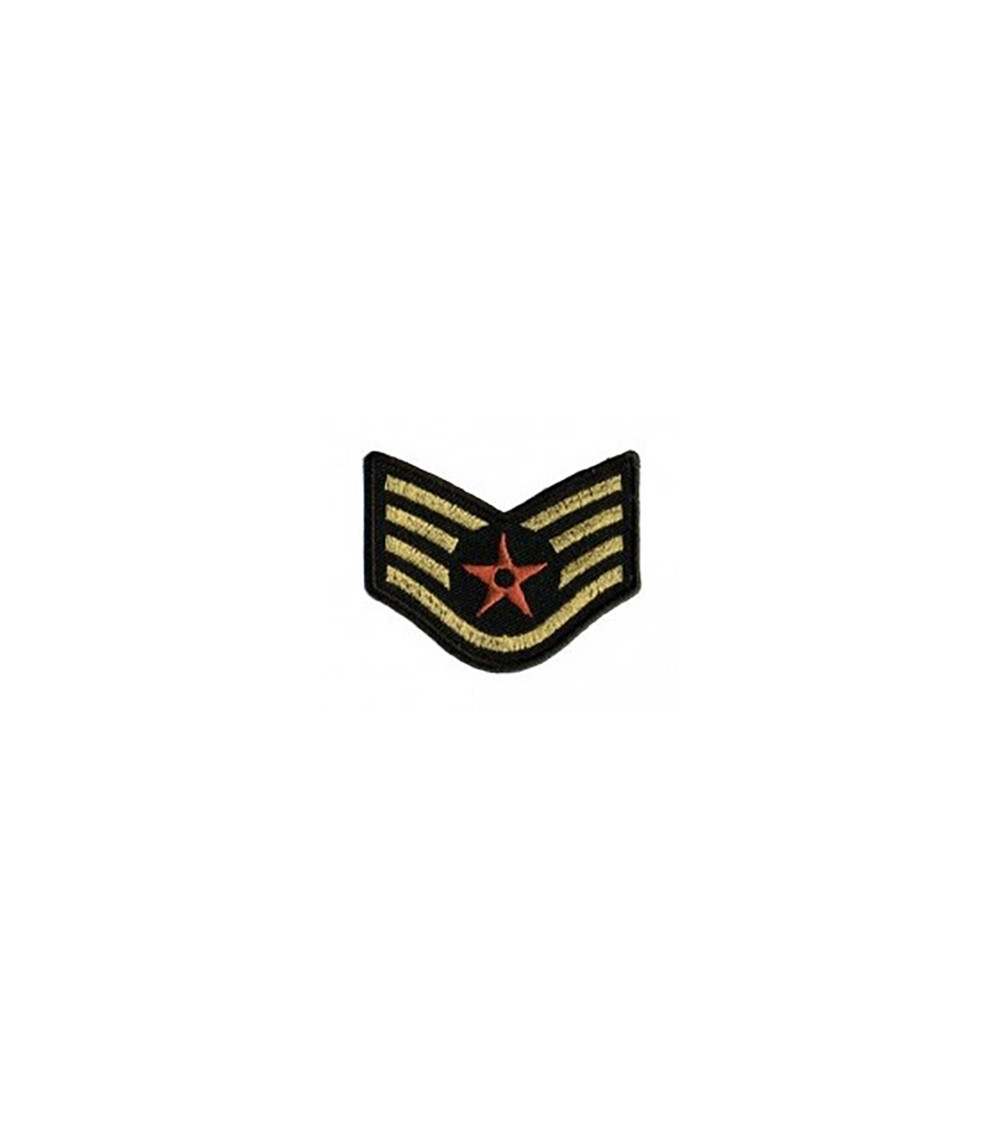 Iron-on badge with red, gold and black star crest 5x4cm