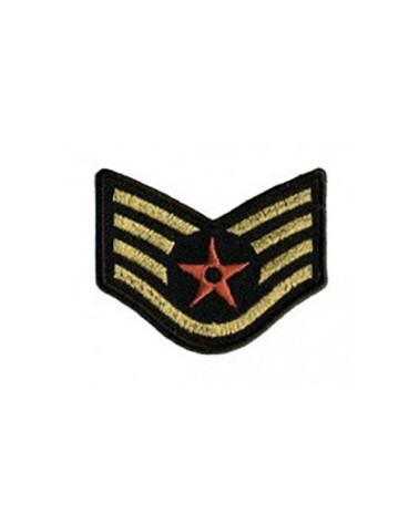Iron-on badge with red, gold and black star crest 5x4cm