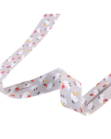 Bobina de cinta al bies pollo 25m Gris claro 20mm