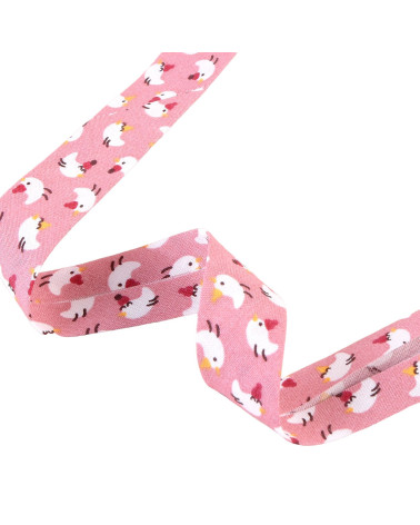 Bobine de biais poules 25m Vieux Rose 20mm