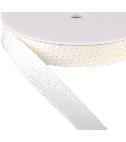 Spool of organic cotton polka dot bias GOTS 25m Light Blue 20mm
