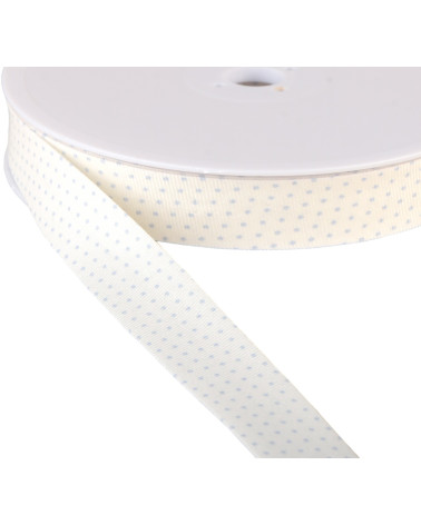 Bobbin of bias binding with organic cotton dots GOTS 25m Light Blue 20mm