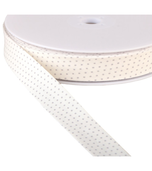 Spool of organic cotton polka dot bias GOTS 25m Light Gray 20mm