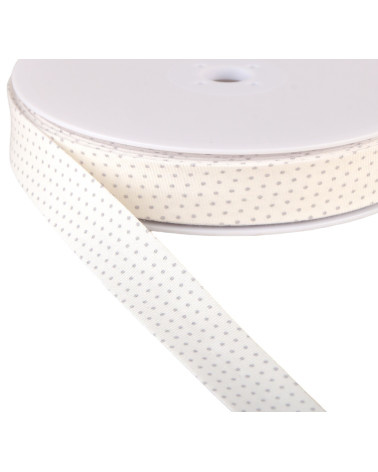 Bobbin of 25m GOTS organic cotton polka dot bias binding Light Grey 20mm
