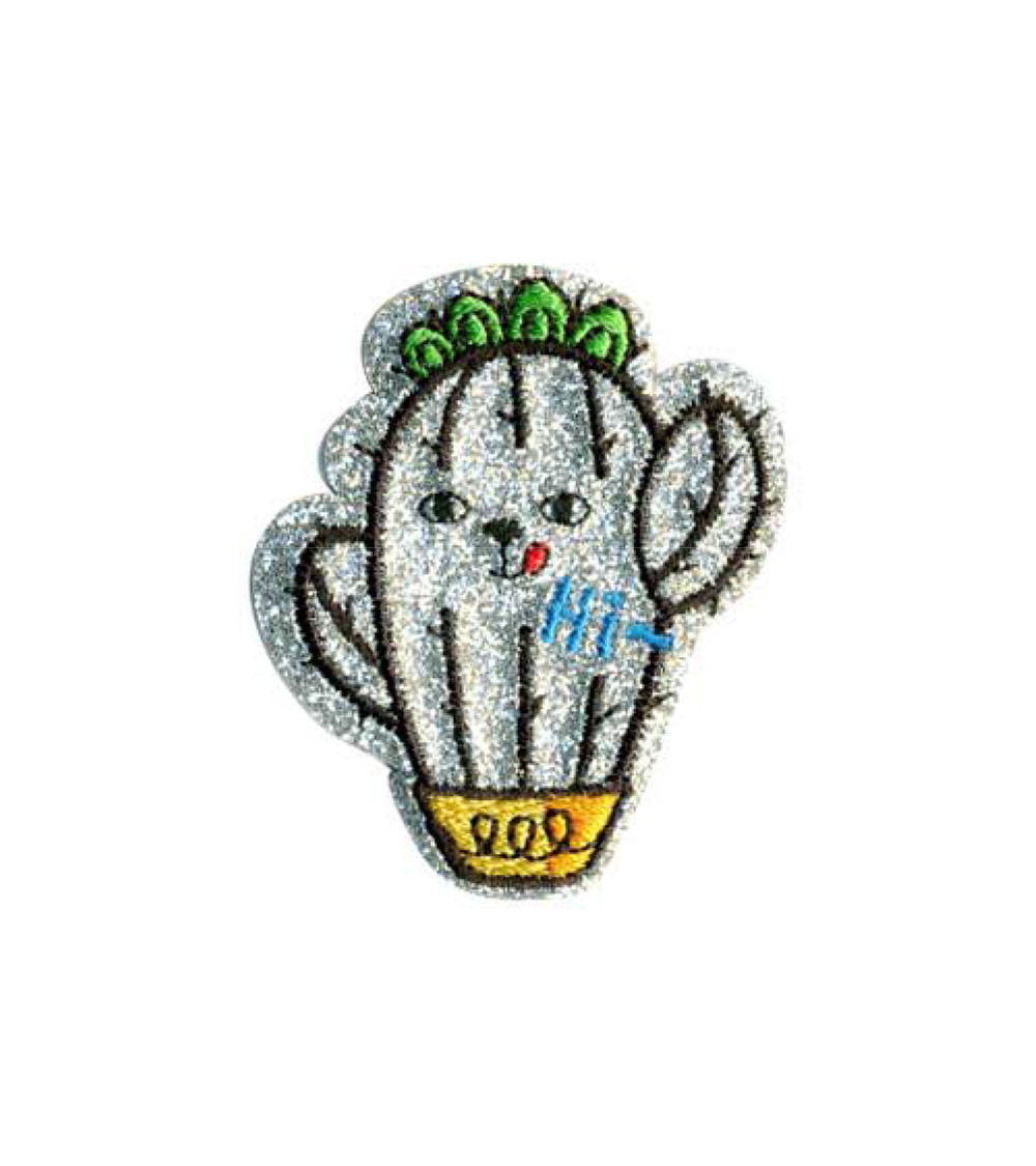 Set di 3 toppe termoadesive glitterate cactus