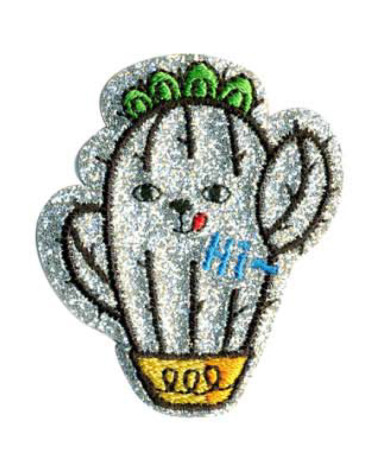 Set di 3 toppe termoadesive glitterate cactus