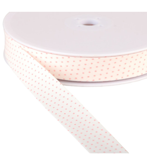 Reel of organic cotton polka dot bias GOTS 25m Light Pink 20mm