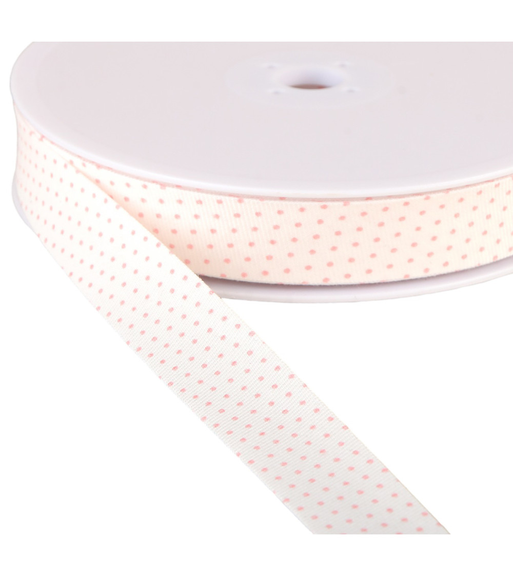 Reel of organic cotton polka dot bias GOTS 25m Light Pink 20mm
