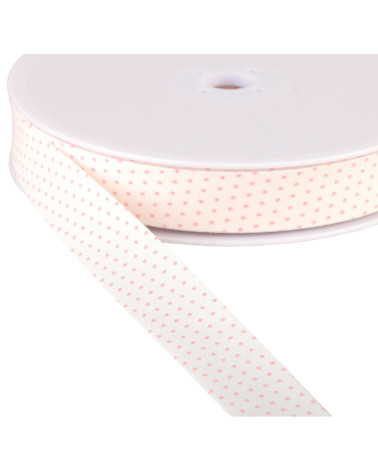 Bobina di sbieco a pois di cotone biologico GOTS 25m Rosa Chiaro 20mm