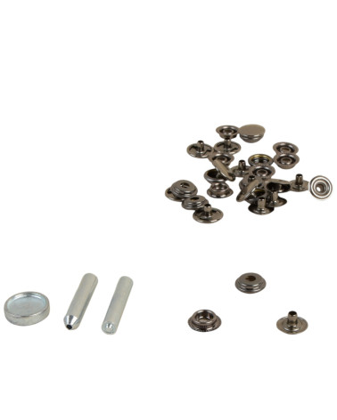 8 botones a presión de 15 mm para telas pesadas y herramienta negra
