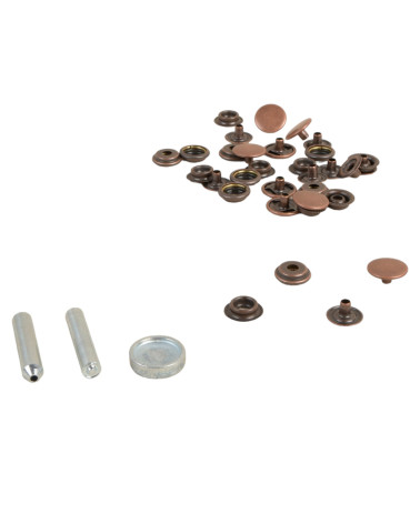 8 botones a presión de 15 mm para telas pesadas y herramienta de bronce.