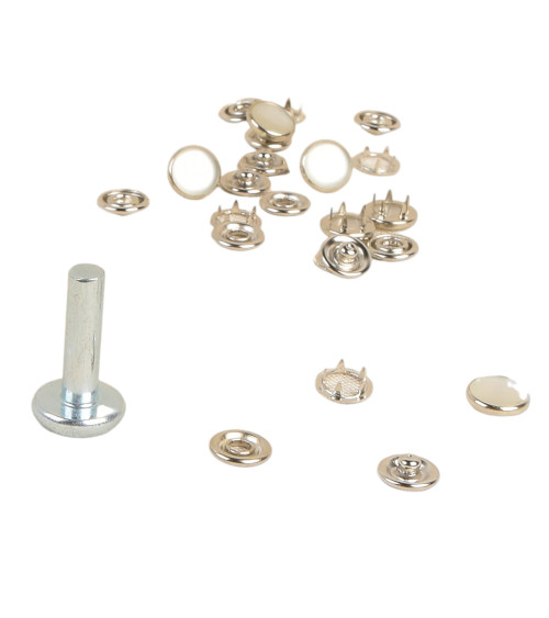 6 snap buttons 11.5mm light fabrics and ivory tool
