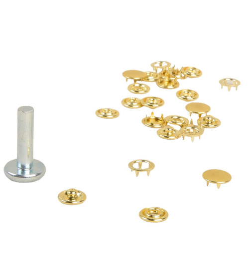 6 snap buttons 11.5mm light fabrics and gold tool