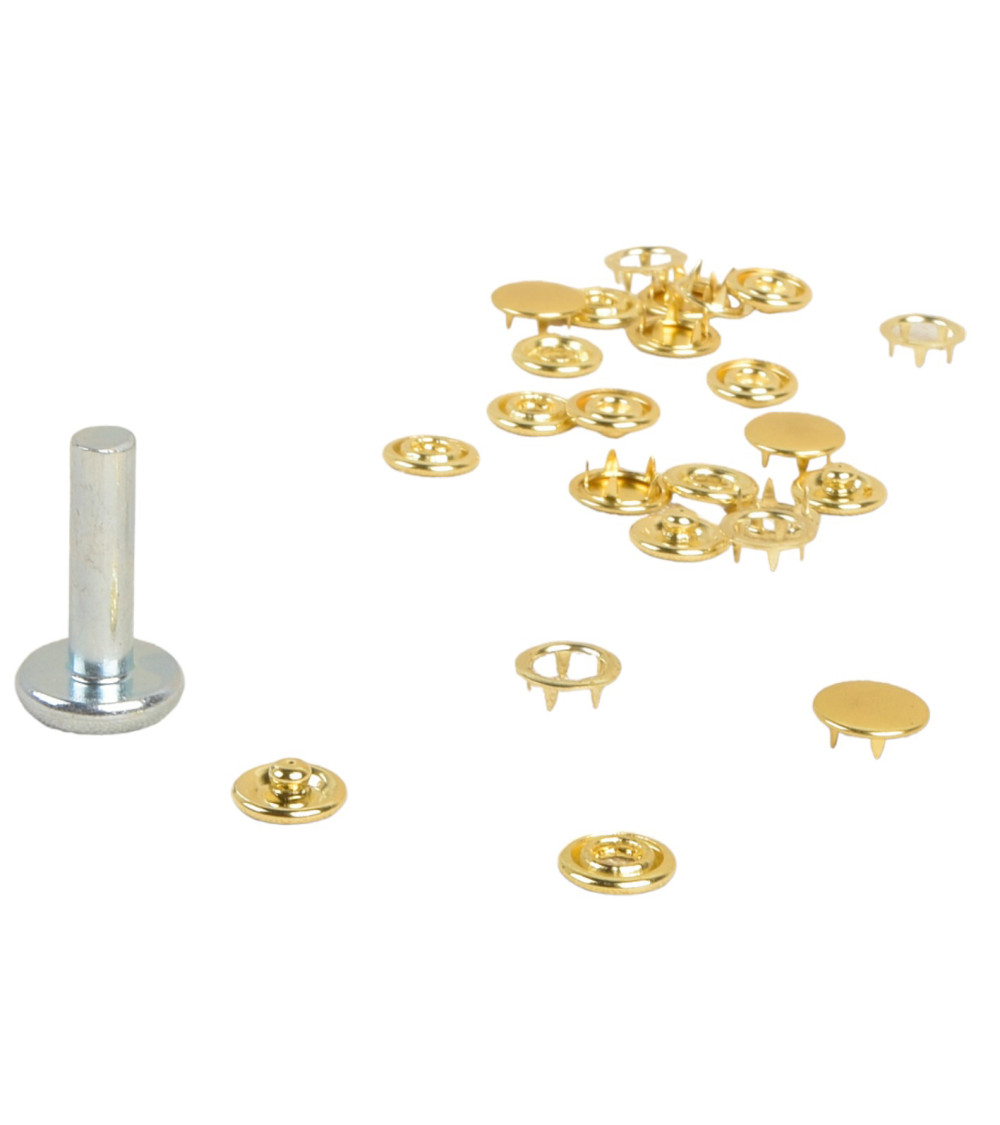 6 snap buttons 11.5mm light fabrics and gold tool