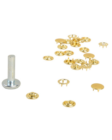 6 snap fasteners 11.5mm light fabrics and gold tool
