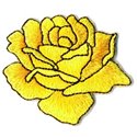 Lot de 3 écussons thermocollants rose dessinée jaune 4x4.5cm