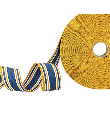 Bobine 20m sangle rayures tricolore bleu orange blanc 30mm