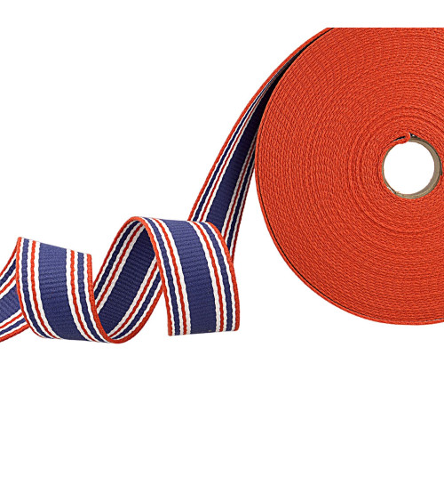 20m reel webbing tricolor stripes blue red white 38mm