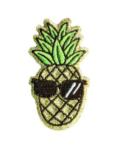 Set of 3 pineapple glitter iron-on patches 6x3cm