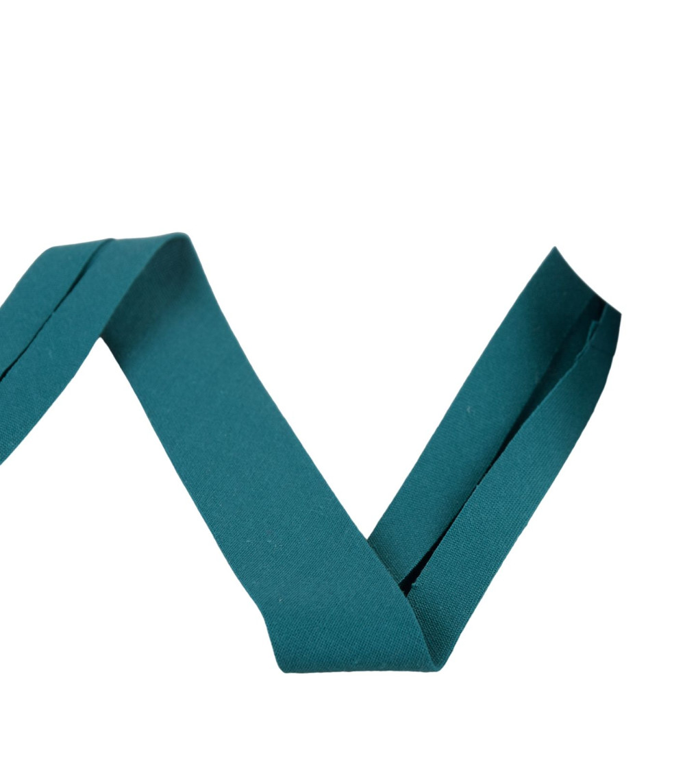 Organic bias fabric gots 20mm duck blue per meter made in France