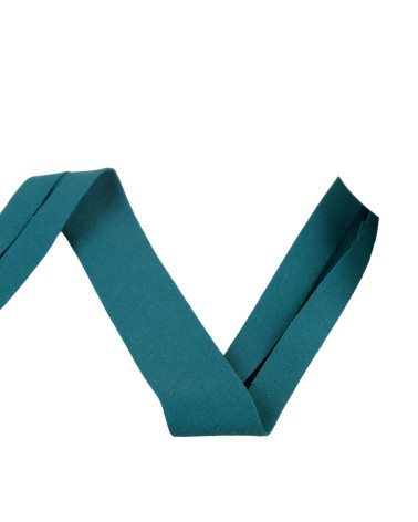 Organic bias fabric gots 20mm duck blue per meter made in France